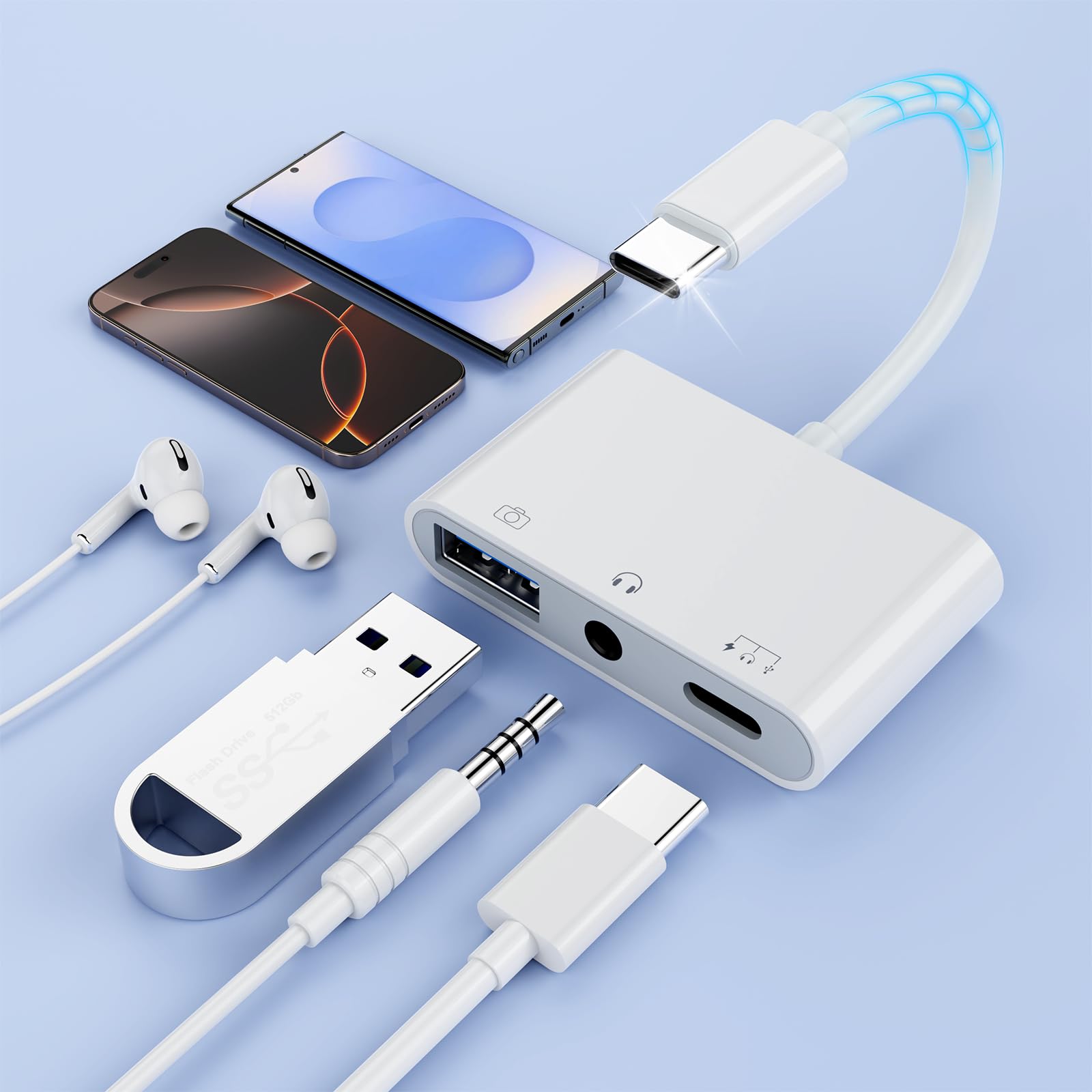Amazon.co.jp: 【2025新設計】 USB-C to 3.5mmジャック + USB + 充電